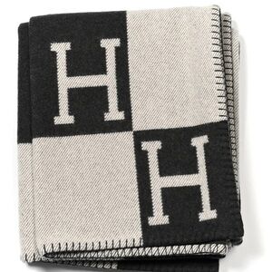Hermes Black and White Throw Blanket
